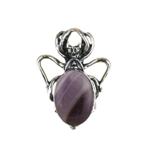 Amethyst 13X18mm Cabs Antique Silver Alloy Spider Pendant for DIY Making Jewelry