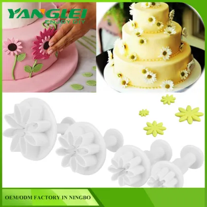 3pcs set fondant sheeter Bellis perennis shaped plunger cutter