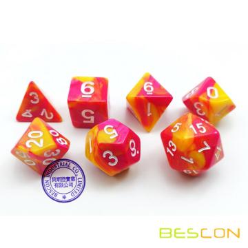 BESCON 6X7 42PCS POLYEDRAL DICE SET-6 UNIQUE TWO TONE GEMINI POLYEDRAL 7-DIE SETS AVEC POCHES POUR DONGÉS ET DRAGONS DND