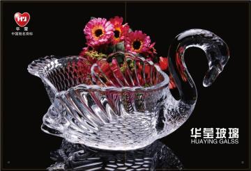 Handmade crystal tableware swan glass bowl plate