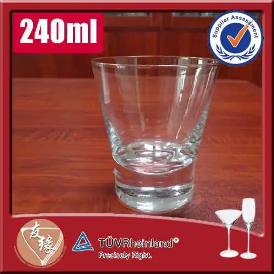 240ml high flint glass round thick bottom unique glass cup drinking