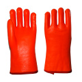 Guanti rivestiti in PVC anti-freddo arancione fluorescente