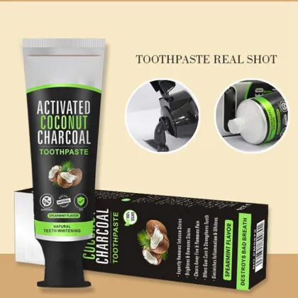 Private Label Fresh Mint Flavor Organic Coconut Charcoal Whitening Toothpaste
