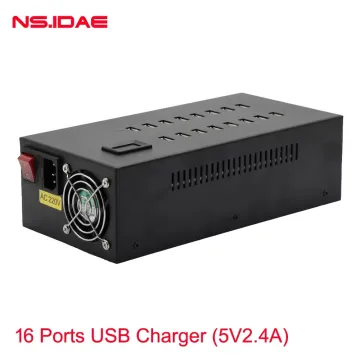 16 Port USB Charging Station with 200W Desktop Charger