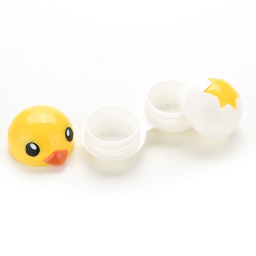 1Set Cute Yellow Duck Travel Glasses Plastic Contact Lenses Box Travel Contact lens Case Eyes Care Kit Holder Container Gift Hot