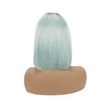 1b/Blue Transparent Lace Front Bob Wig Short 1B 613 Blonde Pink Blue Gray Hot Pink Neon Purple Rainbow Hair Ombre Color Bob Wig