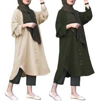 New Muslim Women's Fashion: Solid Color Abaya and Long Sleeve Blouses