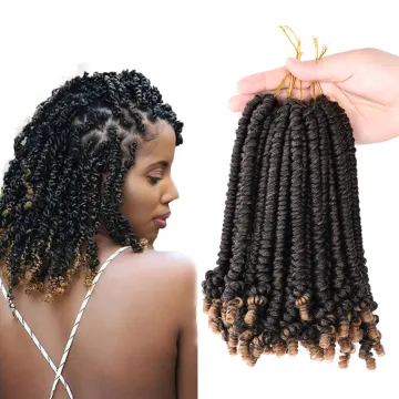 8 inch Ombre Blonde Black Spring Twist Crochet Braiding Hair Fluffy Pre-twisted Passion Twist Synthetic Hair Extensions