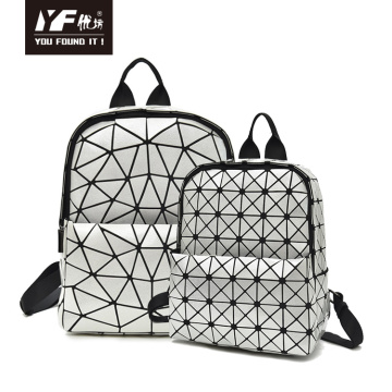 Geometric holographic kamepiula ʻeke backpacks reflective ʻeke