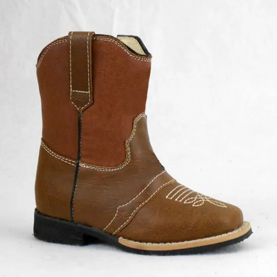 Hot Selling Popualr Soft Black Rubber Outsole Genuine Leather Outdoor Comfortable Western Wholesale Cowboy Boots for Children