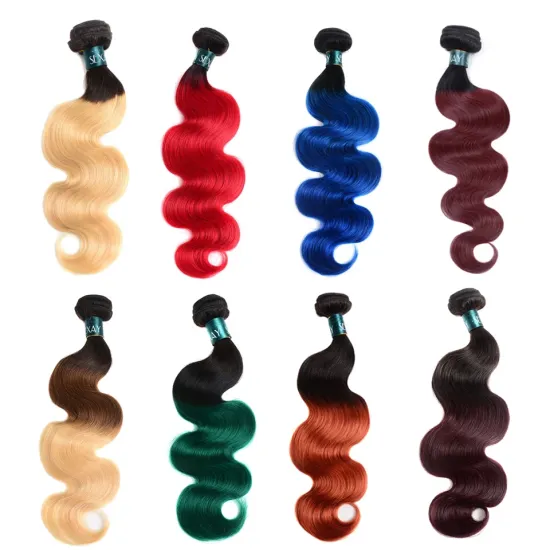 Wholesale Ombre 1b 27 99J Red Brazilian Human Virgin Hair Weave Body Wave Cuticle Aligned Pre Colored Raw Human Hair Extension
