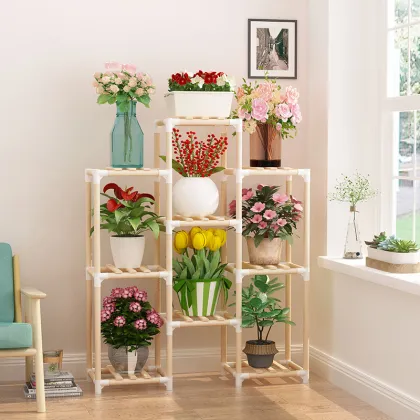Wooden Home Garden Foldable Flower Pots Stand Shelving