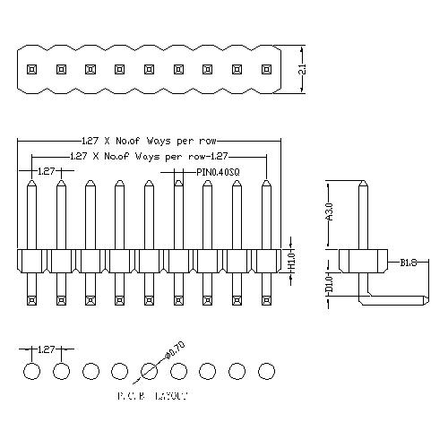 1.27 mm Pin Header Single Row Angle Type