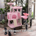 Cat Scratcher Board Tower Wooden Indoor Cat Tree Multi-Level Climbing House Rest Platform Large Cats Durable Eco-Friendly Carton