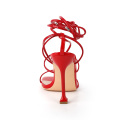 Toe-Strap Lace-Up Stiletto Sandals