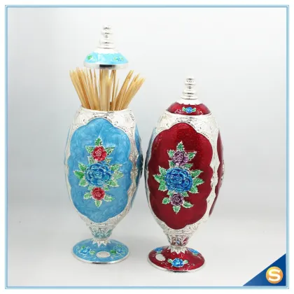 Wedding Favor Rose Design Enamel Handmade Toothpick Holders Unique