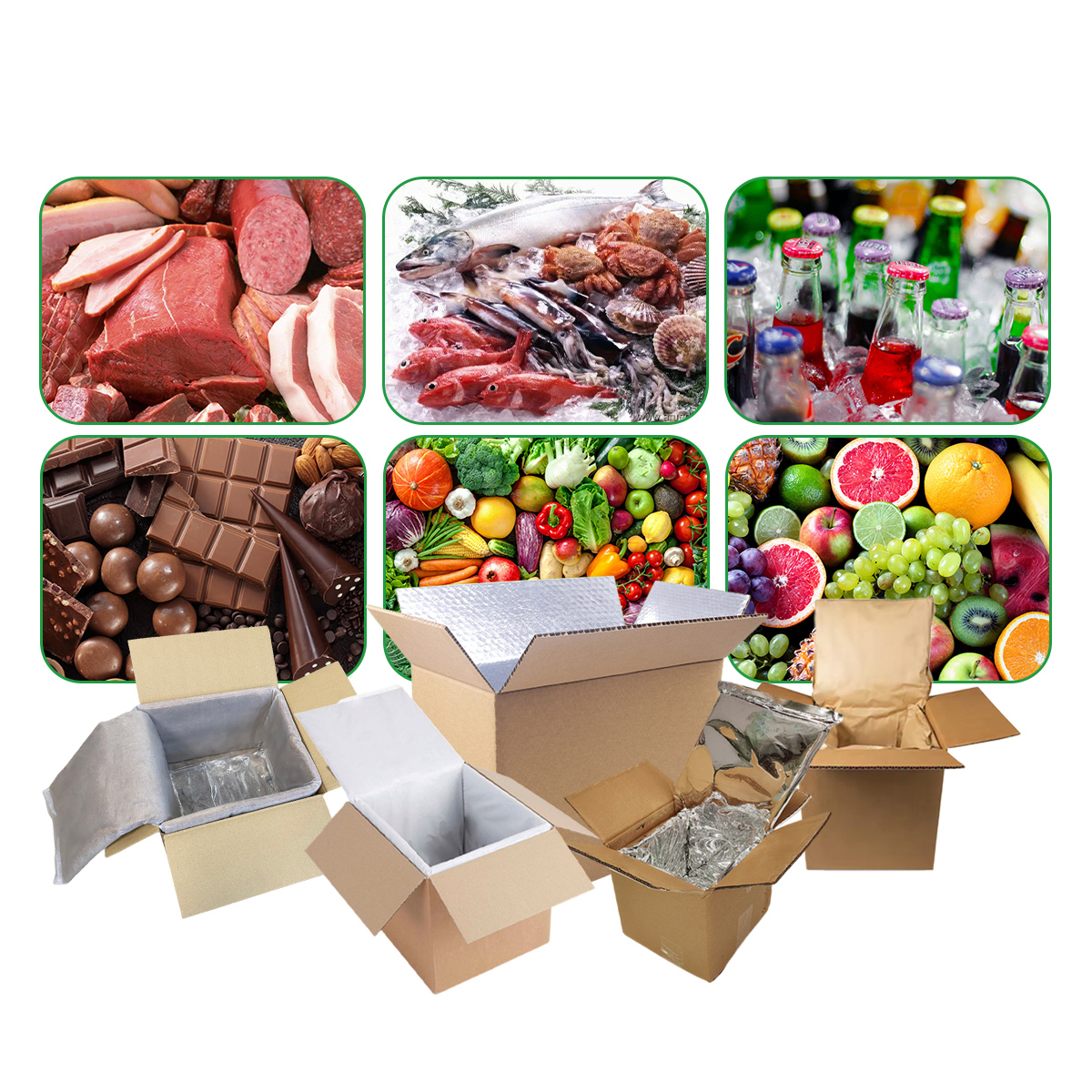 Cartones de envío aislados personalizados para envío de alimentos