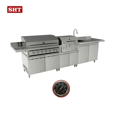 Custom Outdoor BBQ Cabinet Built-in Barbecue Grill Kitchen Installed