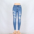 Pantalones de mujer jeans rasgados de algodón