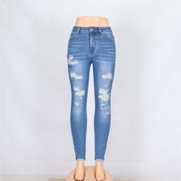 Pantalones de mujer jeans rasgados de algodón