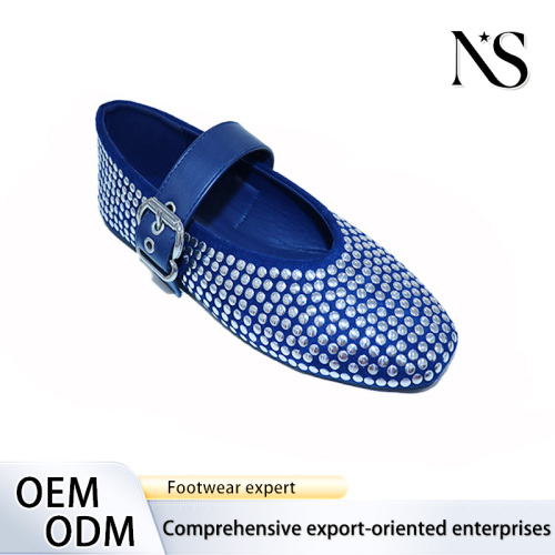 Elegantes bailarinas Mary Jane azul marino para mujer