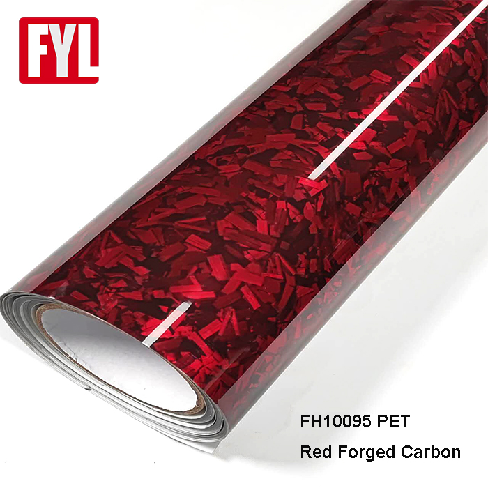 Película de automóvil de fibra de carbono forjado en 3D rojo