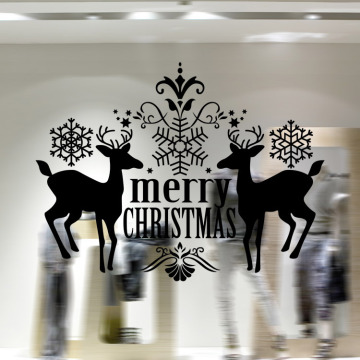 Merry Christmas Deer Wall Sticker Wall Decal for Home Decor Red Black White