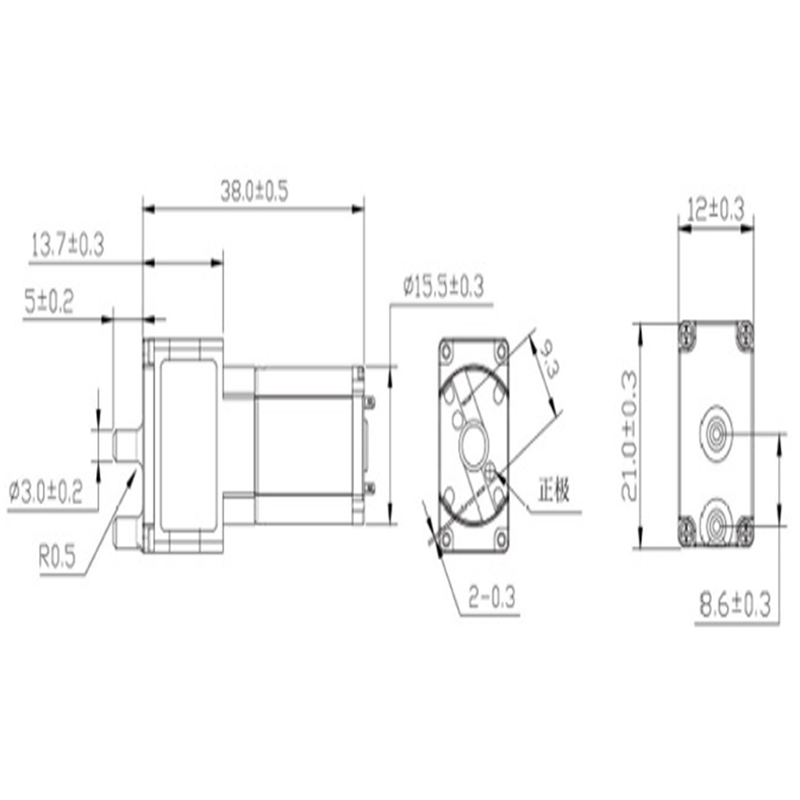 Miniature vacuum pump dimension diagram