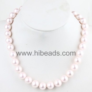 Pink shell pearl necklace Shell-pearl-88-074