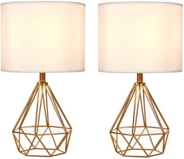 Golden Metal Basis Moderne Tischlampe mit weißem Stoff mit weißem Stoff Schatten