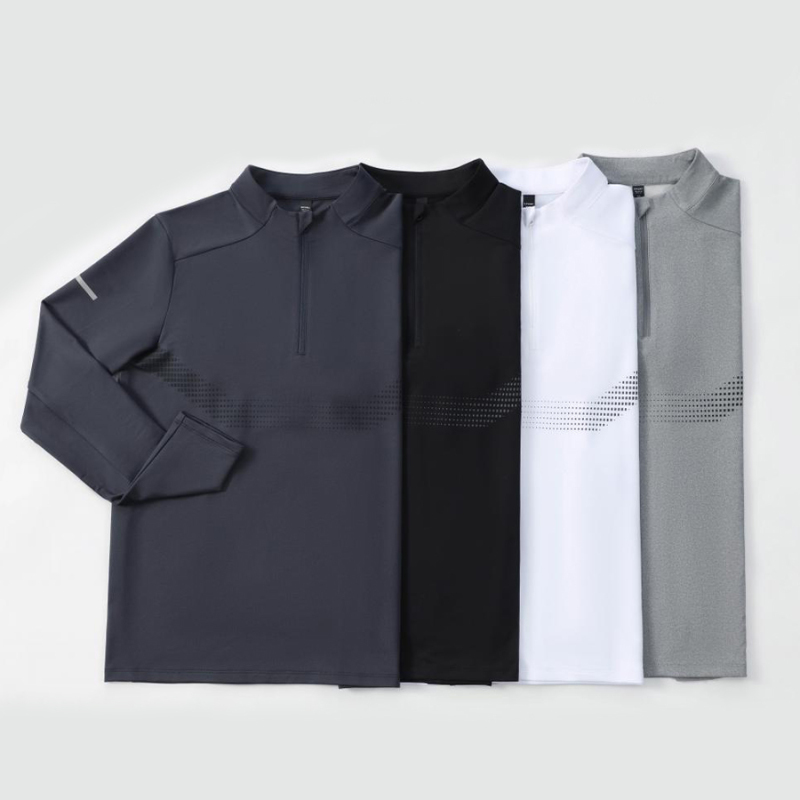Men's Long Sleeve Athletic Slim Zip Shirts