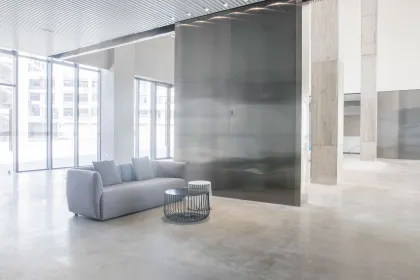 Fully Upholstered Barrel Curved Back Accent Hotel Lobby Sofa