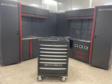 Black Metal Tool Trolley with Drawers