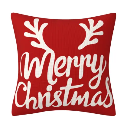 Elk Snowflake Christmas Tree Pattern Christmas Throw Pillow Cover for Home Furnishings Decoration