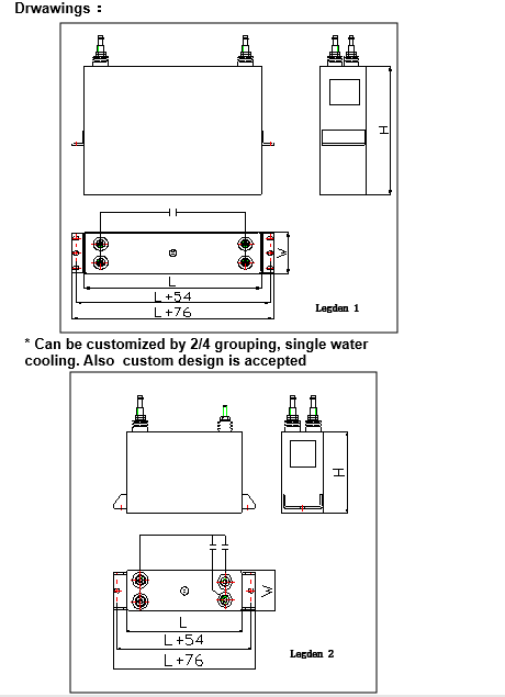 frequency water cooled DC filter power capacitor