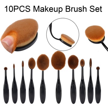 10pcs Oval Makeup Brush Set, Logo Branding Nylon Make up Brushes