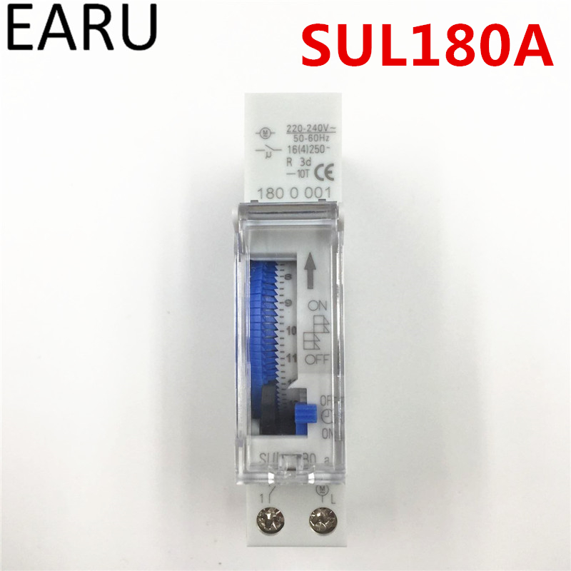 Free Shipping 2pcs/lot 15 Minutes Din Rail Mount Mechanical Analog Timer Switch 220VAC Programable Time Switch Relay SUL180a Hot