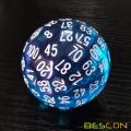 Bescon Translucent Blue Polyhedral Dice 100 Sides, D100 dice, 100 Sided Cube, Transparent D100 Game Dice