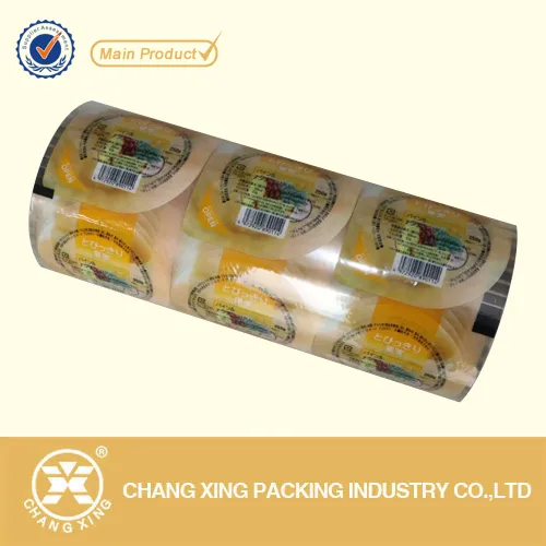 Free sample supply yogurt cups plastic cover/ color printed logo bubble tea plastic cup sealing film