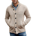 Mens Stand Collar Cardigan Sweater