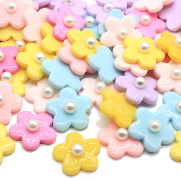 21mm Resin Flower Decoration Crafts Kawaii Beads Flatback Cabochon Embellishments For Scrapbooking DIY Accessories