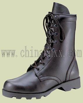 Full leather military black patent leather boots