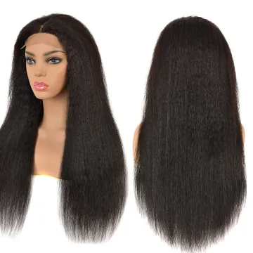 kinky straight 5x5 Human Hair Wigs Closure 150% Density hair Wig kinky straight HD Transparent Lace Frontal Wig