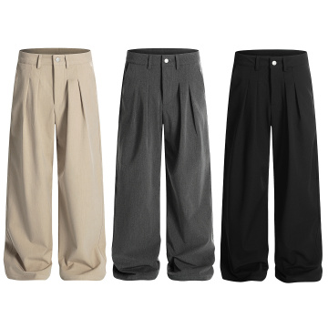 Men's Wide Leg Pleated Trousers