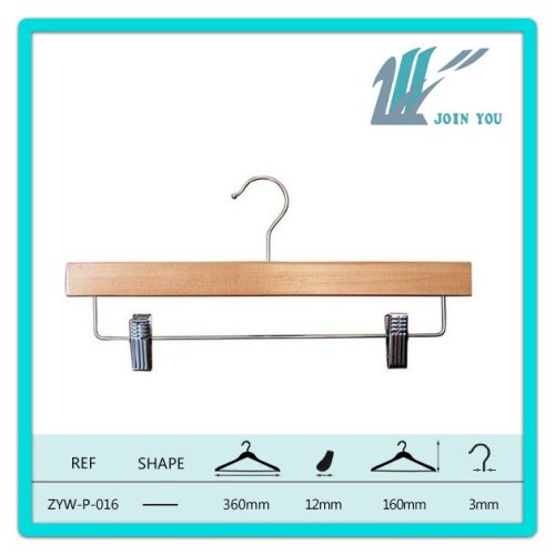 ZYW-P-016 with clips natural color wooden hotel clothes rack
