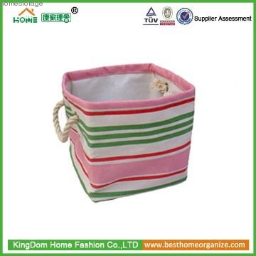 Wicker Valley Small Square Soft Storage in Pink Stripe