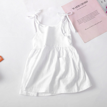 Summer de algodón de algodón sólido para niñas Vestido de suspensión