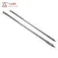 Long-life bimetallic tungsten-carbide-coated injection molding machine screw at bariles