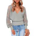 Lace One Piece Bodysuit Women's Lace Patchwork Backless Sweater Tops Manufactory