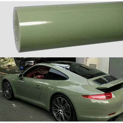 crystal gloss khaki light green car vinyl wrap China Manufacturer